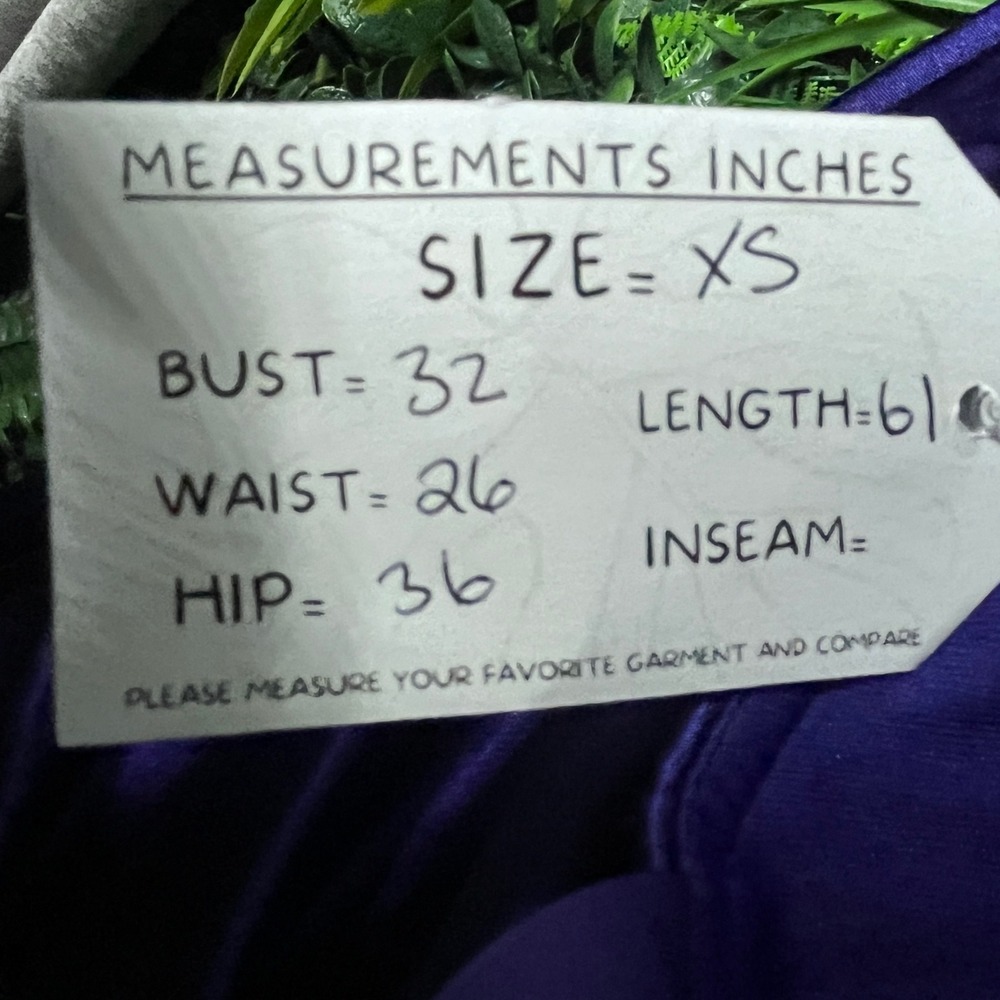 One Shoulder Dress XS Royal Purple Satin Mermaid Gown Ruched Floral Detail 3794 - Picture 6 of 6
